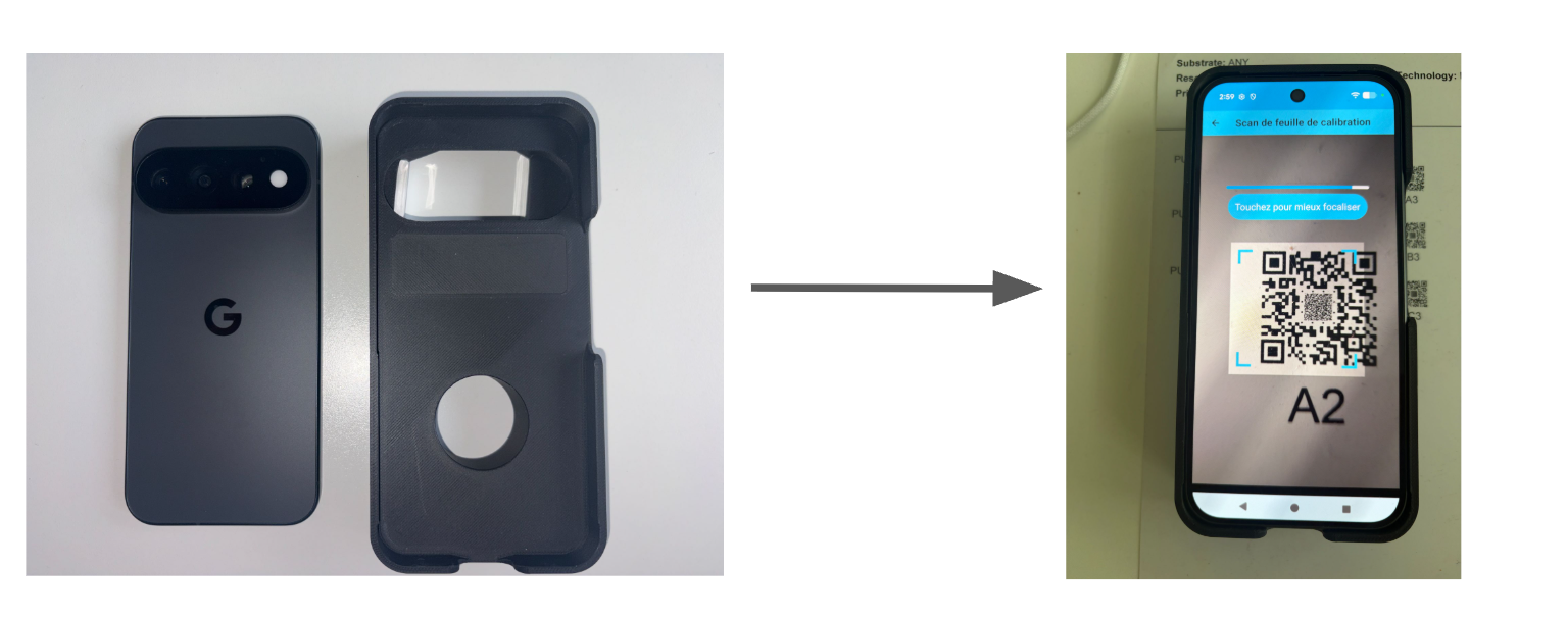Phone clipped into the Scantrust quality control mount